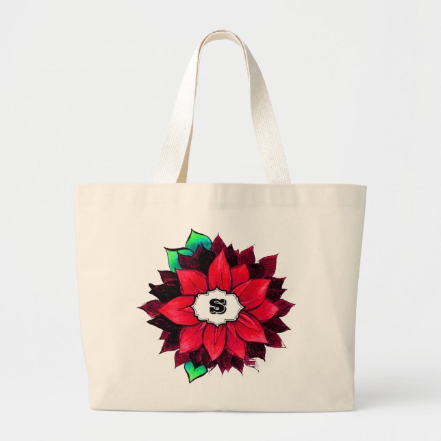 Bolso De Tela Gigante Diseño ROJO CLÁSICO del POINSETTIA (Frente)