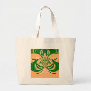 Bolso De Tela Gigante Diseño verde amarillo.