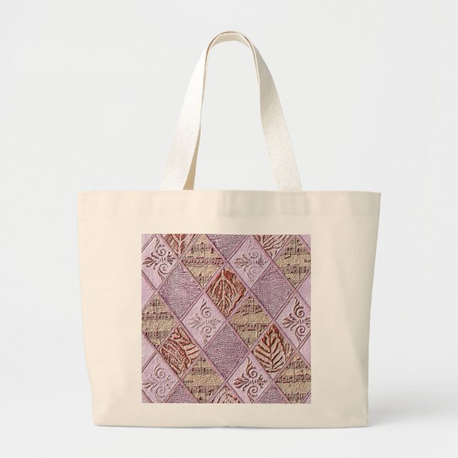 Bolso De Tela Gigante Diseños De Diamantes En Rosa (Frente)