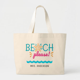Bolso De Tela Gigante DIVERSIÓN "Beach Please" Teacher Apreciation Gift