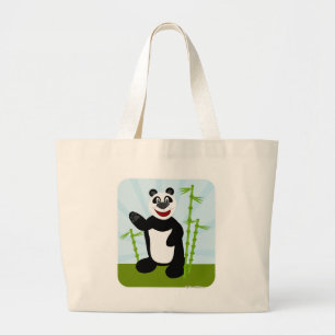 Bolso De Tela Gigante Diversión Feliz café panda Personalizado arte