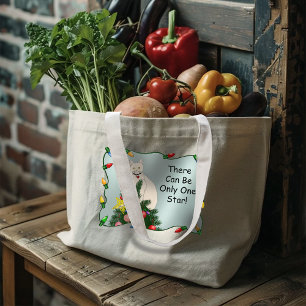 Bolso De Tela Gigante Divertido Árbol de Navidad Divertido Gato Blanco V