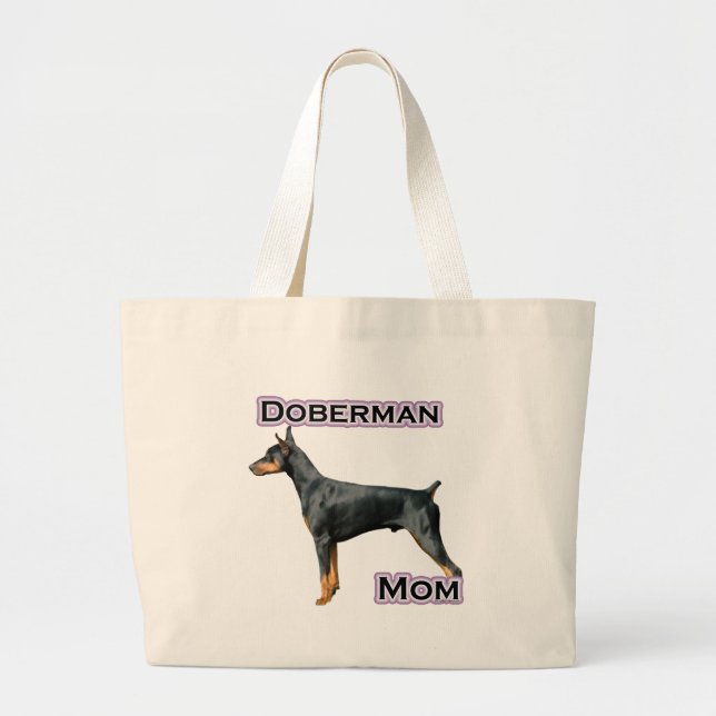 Bolso De Tela Gigante Doberman (negro) Mamá 4 (Frente)