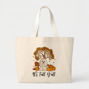 Bolso De Tela Gigante Dog Lover   Maltés es otoño calabaza