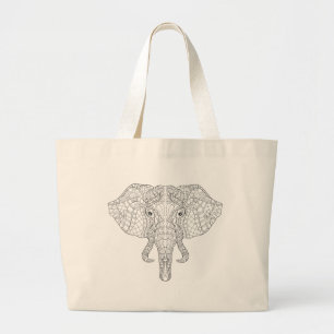 Bolso De Tela Gigante Doodle 2 de la cabeza del elefante
