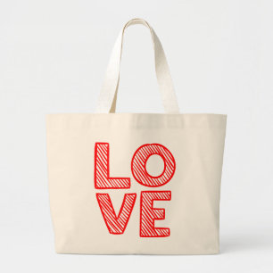 Bolso De Tela Gigante Doodle de Amor Rojo Tipográfico Boda Despedida de 