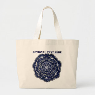 Bolso De Tela Gigante Doodle de Doily Crochet Azul