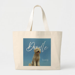 Bolso De Tela Gigante Doodle Perro Nombre Personalizado Foto Cielo Azul