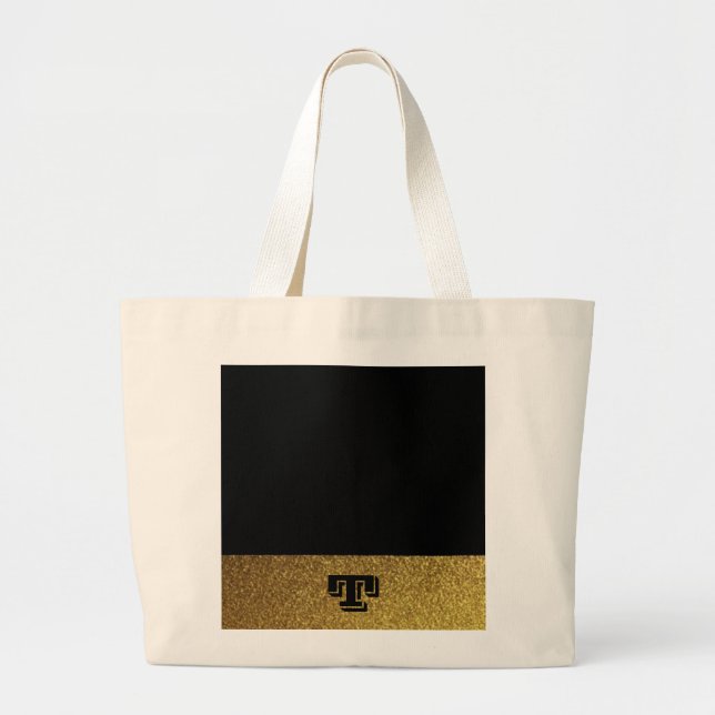 Bolso De Tela Gigante Dorado y negro monogramado (Frente)