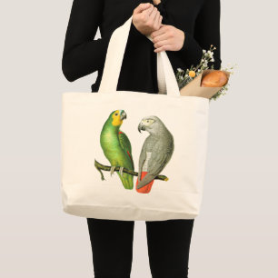 Bolso De Tela Gigante Dos loros de época coloridos sobre
