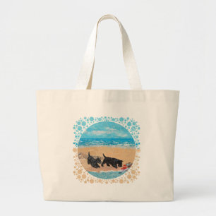 Bolso De Tela Gigante Dos Scotties en la Playa