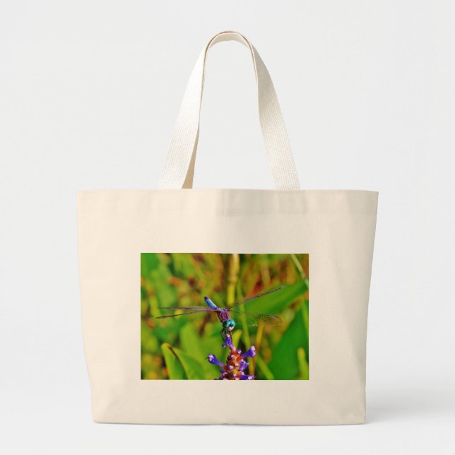 Bolso De Tela Gigante Dragón arcoiris verde azulado (Frente)