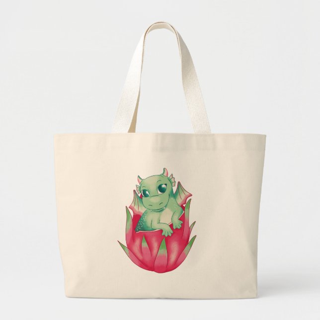 Bolso De Tela Gigante Dragón bebé en una fruta del dragón (Frente)
