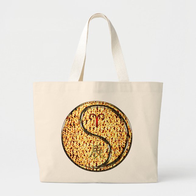 Bolso De Tela Gigante Dragón de Aries y Fuego (Frente)