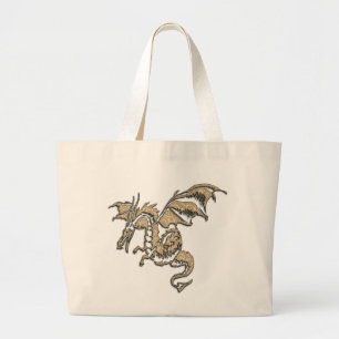 Bolso De Tela Gigante Dragón Dorado