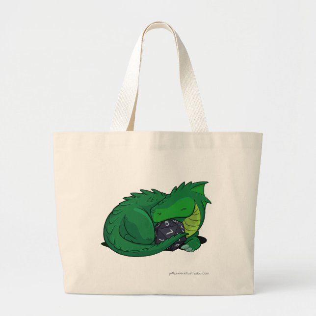 Bolso De Tela Gigante Dragón verde D20 (Frente)