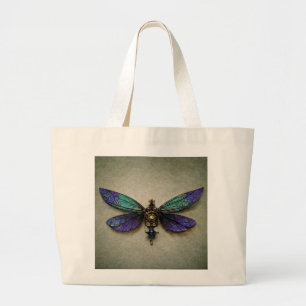 Bolso De Tela Gigante Dragonflies Steampunk Púrpura Verde Azul