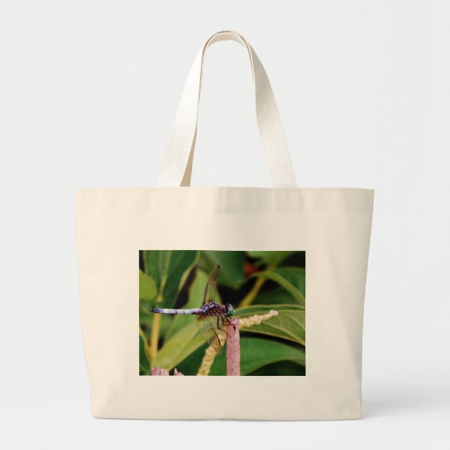 Bolso De Tela Gigante Dragonfly con flores blancas (Frente)