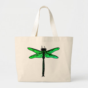 Bolso De Tela Gigante Dragonfly japonés vintage, verde esmeralda