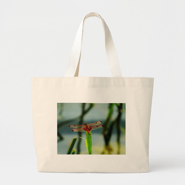 Bolso De Tela Gigante Dragonfly rojo y negro visto (Frente)