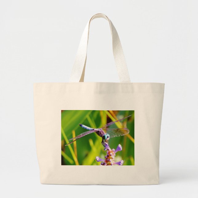 Bolso De Tela Gigante Dragonfly verde azulado y púrpura (Frente)
