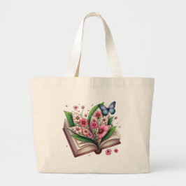 Bolso De Tela Gigante Drawing of an open book with flower