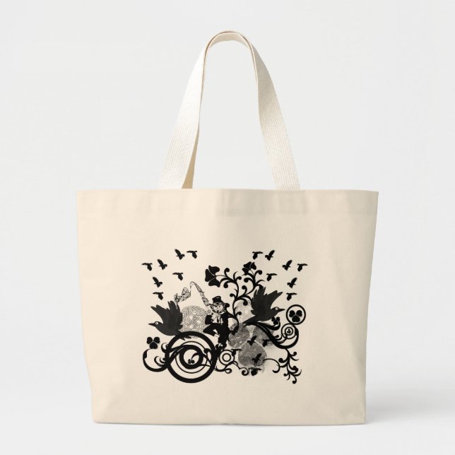 Bolso De Tela Gigante Duende de negro (Frente)