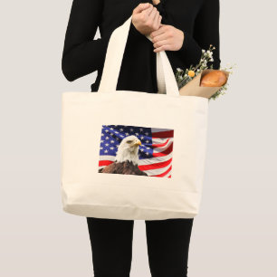 Bolso De Tela Gigante Eagle calvo en bandera americana