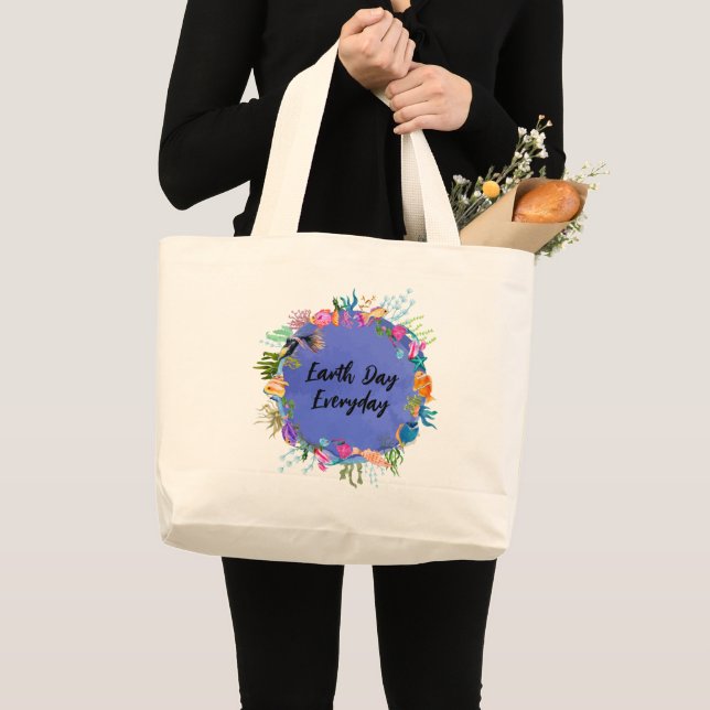 Bolso De Tela Gigante Earth Day Blue Ocean, Everyday Today Bag (Anverso (producto))