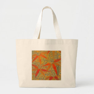 Bolso De Tela Gigante Earthy Bamboo Art Vintage Print Naranja