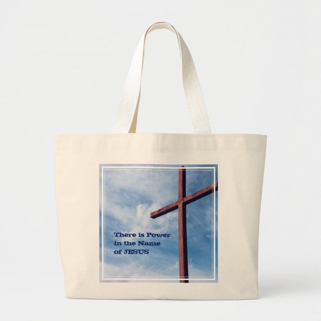 Bolso De Tela Gigante Easter JESUS Power Name Christian Cross (Frente)