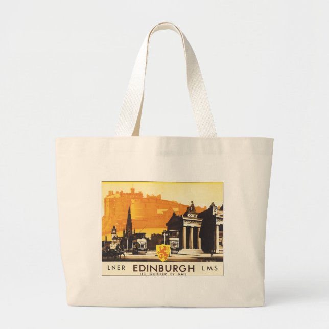 Bolso De Tela Gigante Edimburgo a través de LNER Rail Poster (Frente)