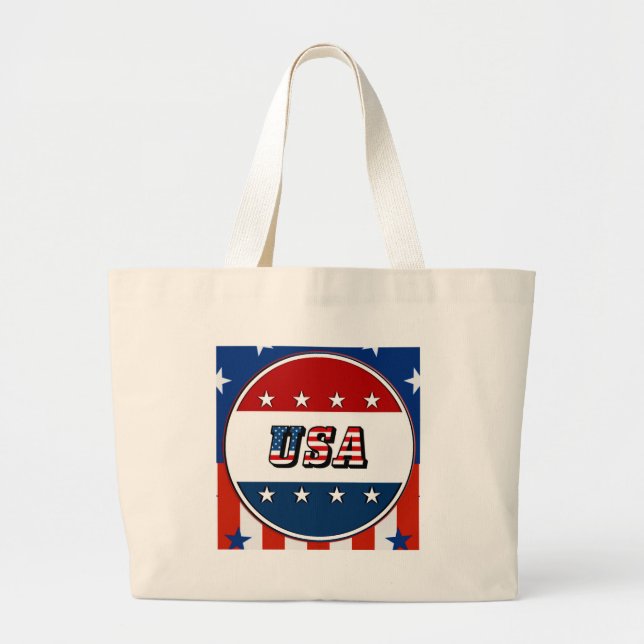 Bolso De Tela Gigante EEUU - Bandera estadounidense y estrellas en la bo (Frente)