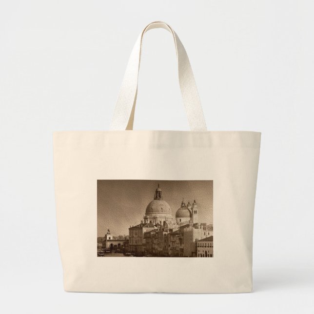 Bolso De Tela Gigante Efecto de papel Sepia Gran Canal de Venecia (Frente)