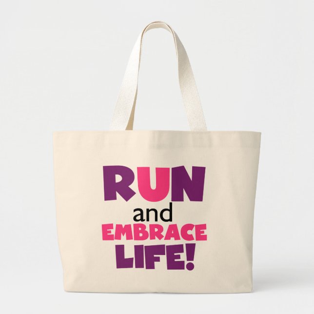 Bolso De Tela Gigante Ejecutar Embrace Life Purple Pink (Frente)