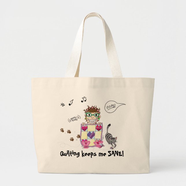 Bolso De Tela Gigante ¡El acolchar me mantiene SANO! Totebag (Frente)