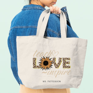 Bolso De Tela Gigante El amor de la enseñanza inspira al profesor Sunflo