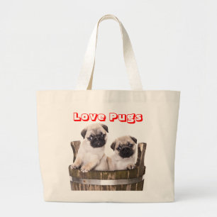 Bolso De Tela Gigante El amor empuja a perro cachorro en un Tote de barr