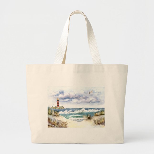 Bolso De Tela Gigante * El cabo marino con faro * (Frente)