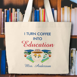 Bolso De Tela Gigante El café moderno en la educación azul