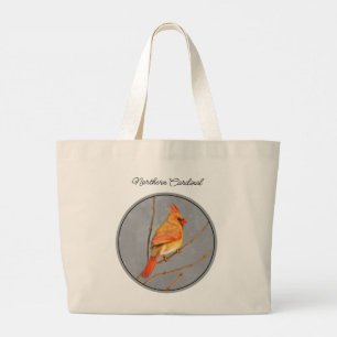 Bolso De Tela Gigante El Cardenal Winter Branch Pintura original de arte
