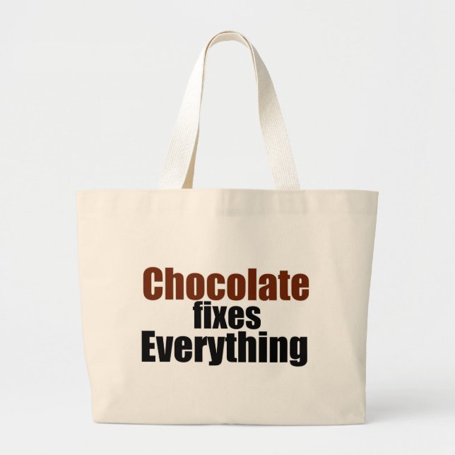 Bolso De Tela Gigante El chocolate arregla todo (Frente)
