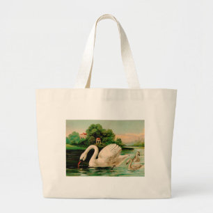 Bolso De Tela Gigante El cisne vintage en el lago