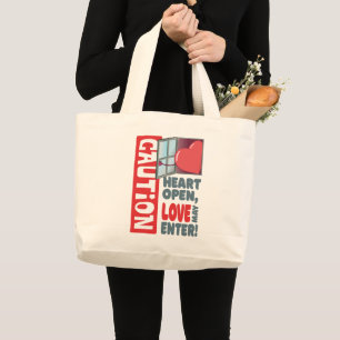 Bolso De Tela Gigante El corazón abierto, el amor puede entrar (El día d