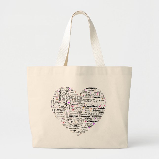 Bolso De Tela Gigante El corazón de mamá (Frente)
