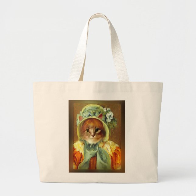 Bolso De Tela Gigante El gato de Mary Cassatt en Bonnet (Frente)