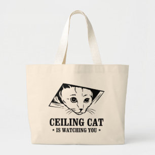 Bolso De Tela Gigante El gato del techo le está mirando