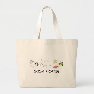 Bolso De Tela Gigante ¡El gato más el sushi iguala Cuteness!