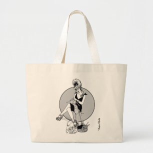 Bolso De Tela Gigante El hacer punto del chica de la puntilla
