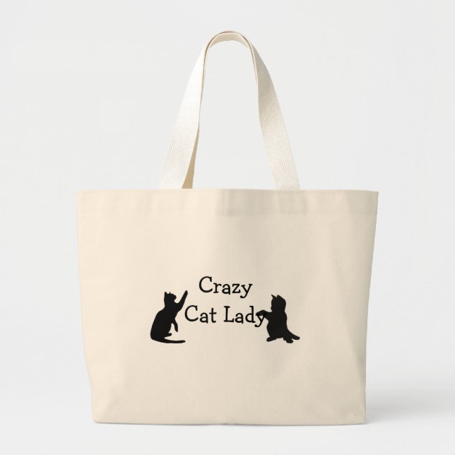 Bolso De Tela Gigante El loco gato Lady Fun Animal Arte (Frente)